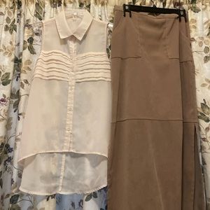 Nice Blouse size M and imitation Suede maxi skirt size 9 in very good condition